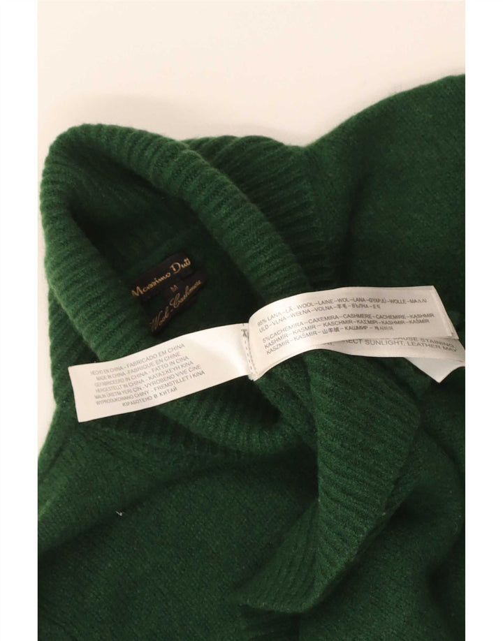 Massimo Dutti Dame Crop Roll Neck Jumper Sweater UK 12 Medium Green Wool
