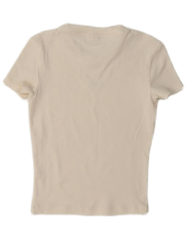 Tricou cu grafic Puma pentru femei Crop Top UK 10 Small Off White