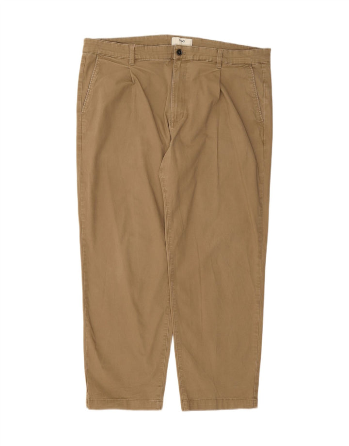 MARKS & SPENCER Mens Pegged Chino Trousers W40 L31 Beige Cotton Vintage Marks & Spencer and Second-Hand Marks & Spencer from Messina Hembry 