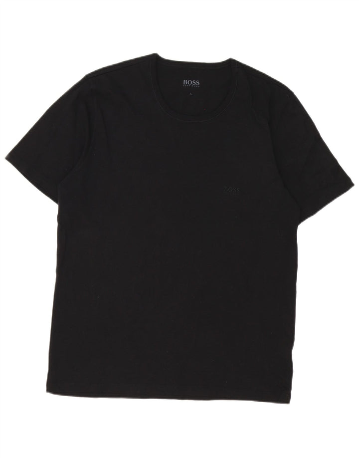 Hugo Boss Mens T-Shirt Top Large Black Cotton