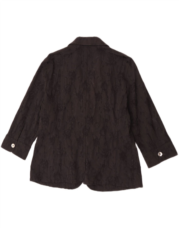 Perte by Krizia Damen-Blazerjacke mit 2 Knöpfen, Größe 25, groß, schwarz geblümt