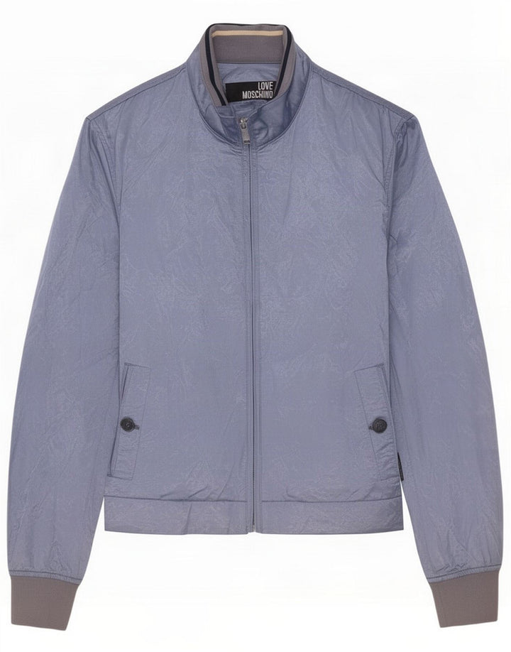 Moschino Mens Bomber Jacket IT 52 XL Blue Cotton