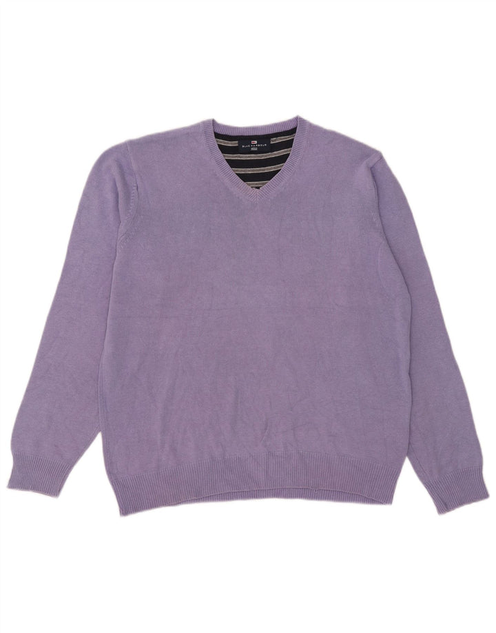 Marks & Spencer Mens Blue Harbour V-Neck Jumper Sweater Medium Purple