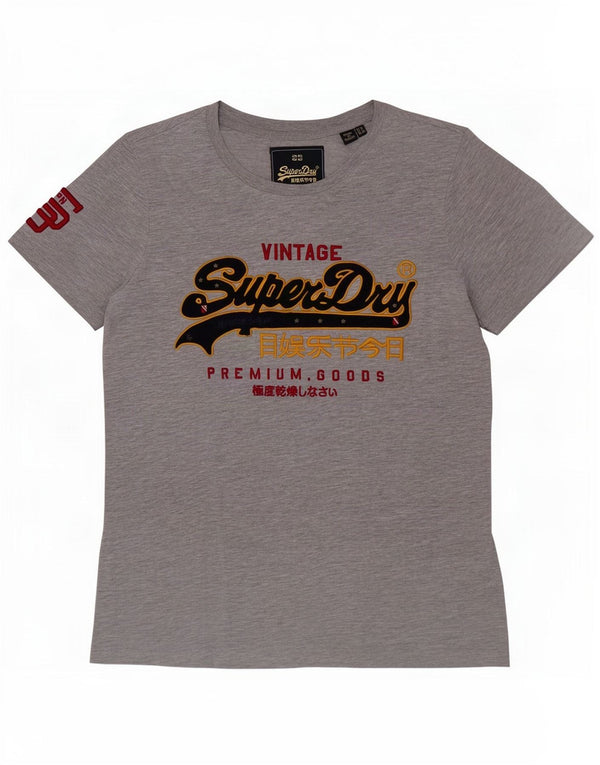 Superdry Camiseta gráfica para mujer Top UK 40 Algodón moteado gris medio