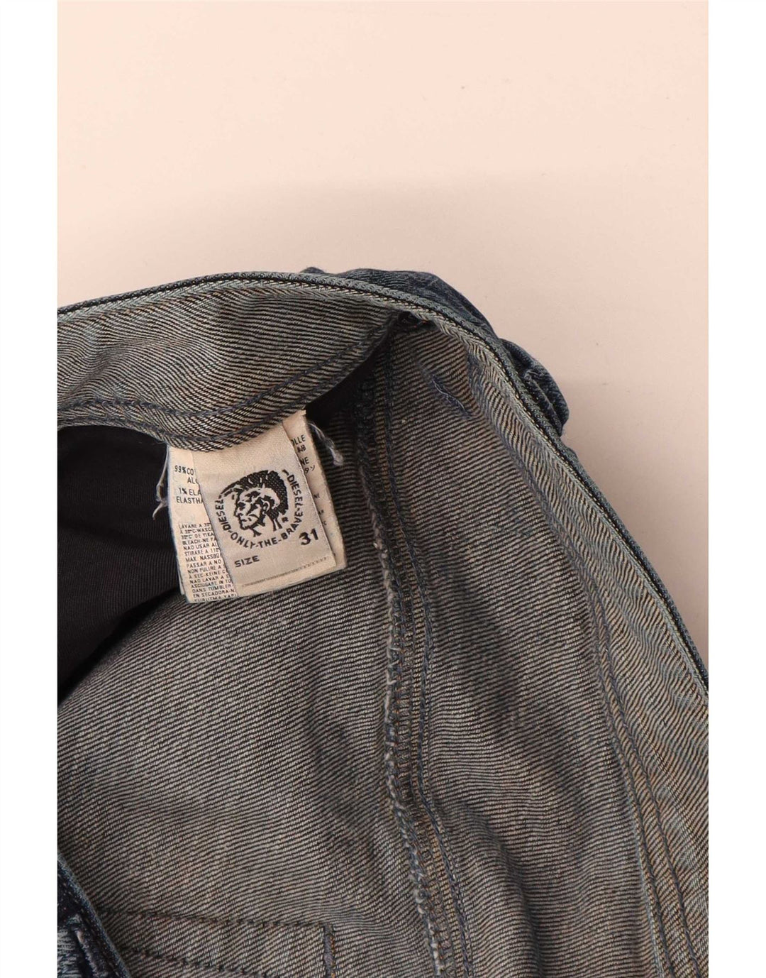 Diesel Mens Distressed Straight Jeans W31 L32 Blue Cotton