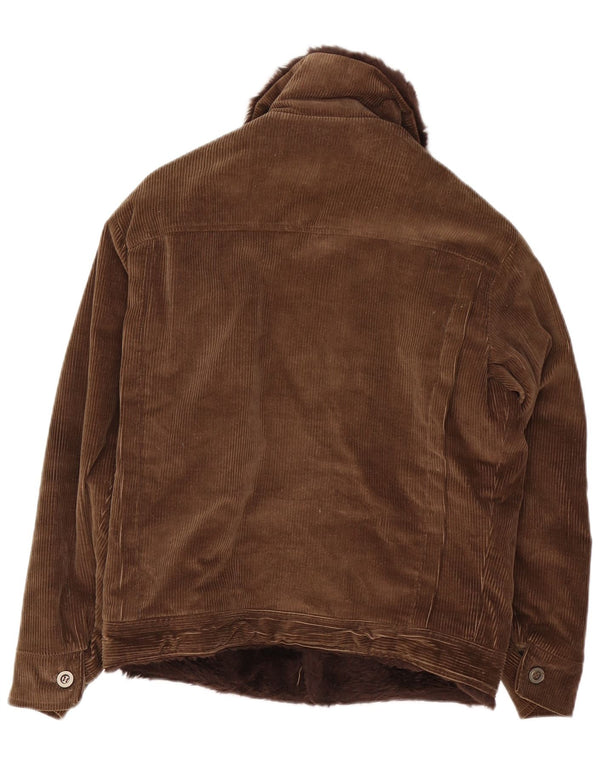 Vintage Mens Sherpa Corduroy Jacket UK 36 Small Brown