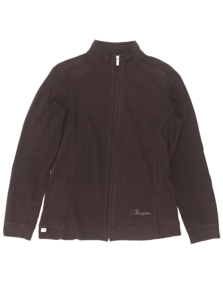 Champion Womens Tracksuit Top Jacket UK 10 Small Black Cotton