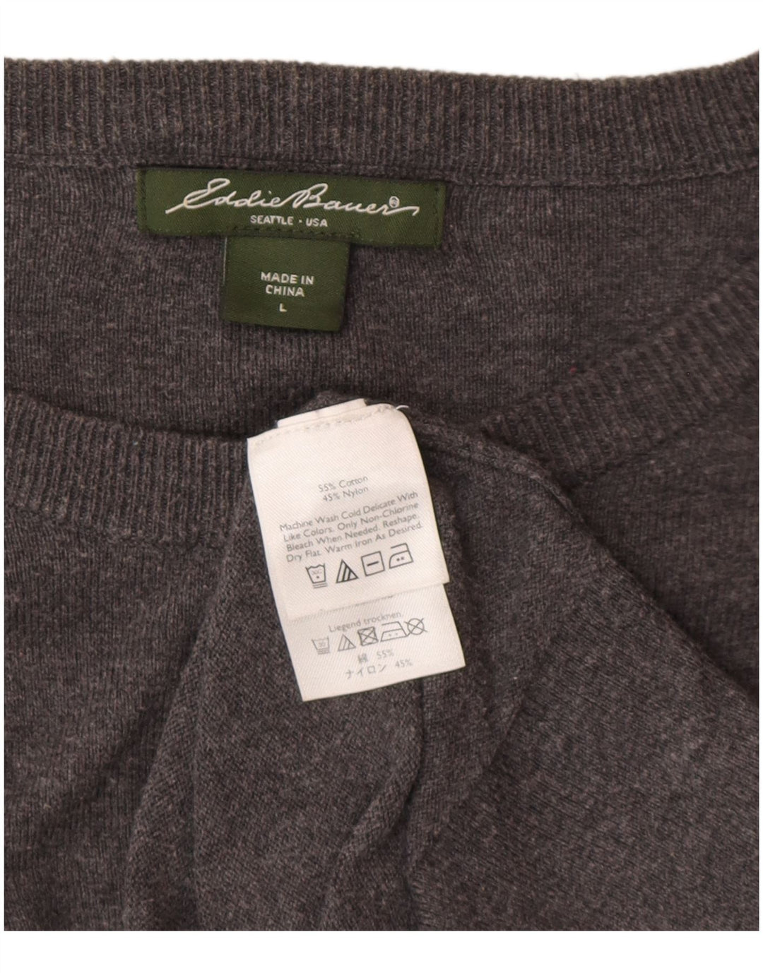 EDDIE BAUER Womens Cardigan Sweater UK 16 Large Grey Cotton