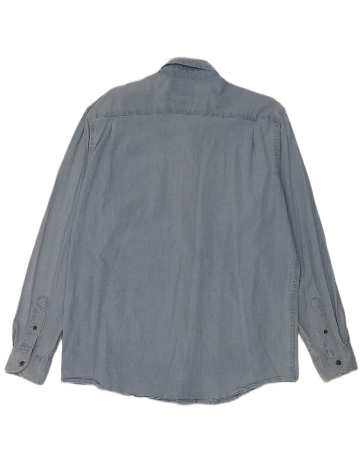 Wrangler denimskjorte til mænd, stor blå bomuld