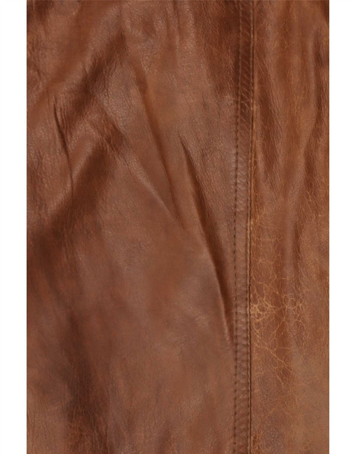 Vintage Mens Military Leather Jacket UK 36 Small Brown