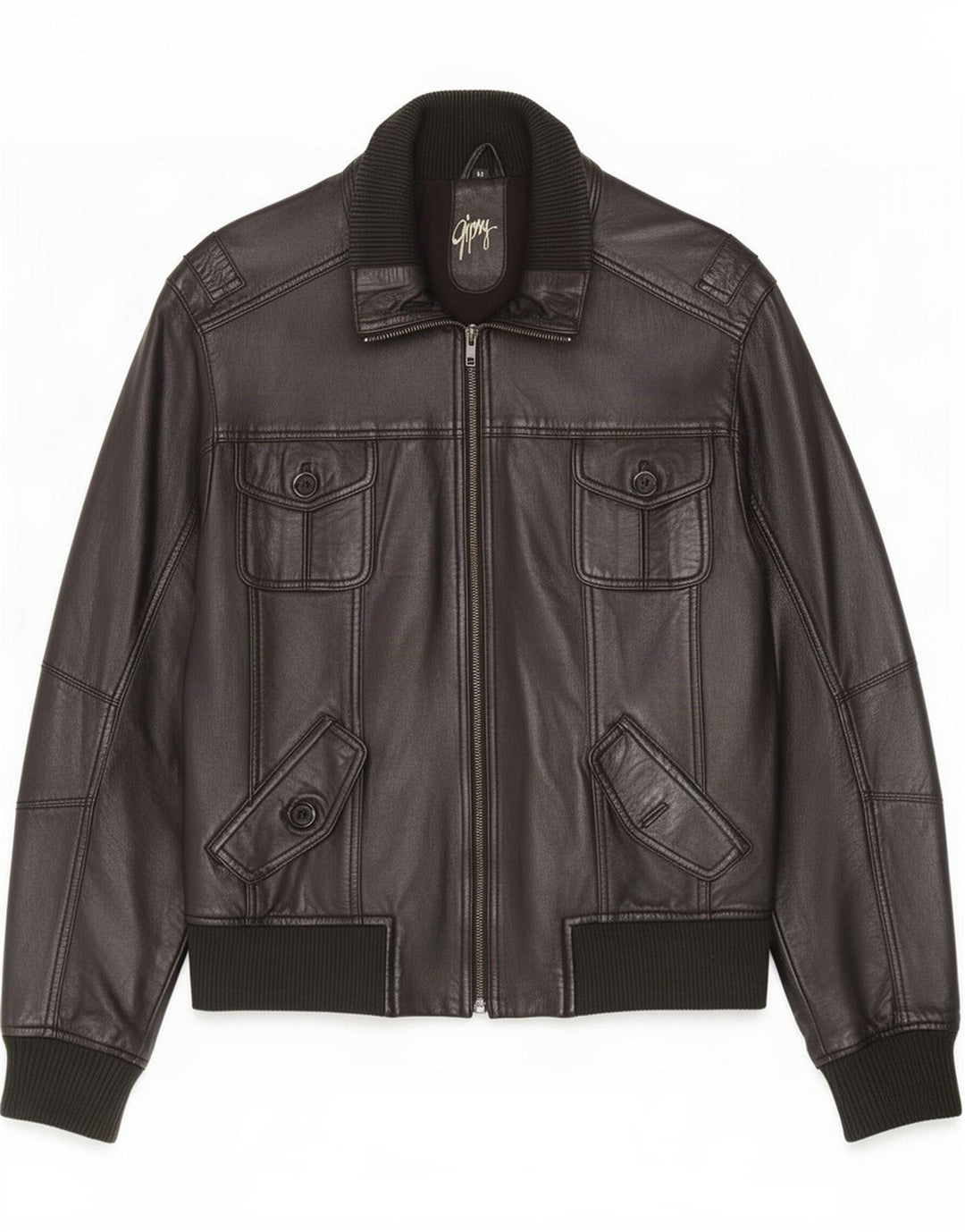Gipsy Chaqueta Bomber de Cuero para Hombre UK 38 Medium Black