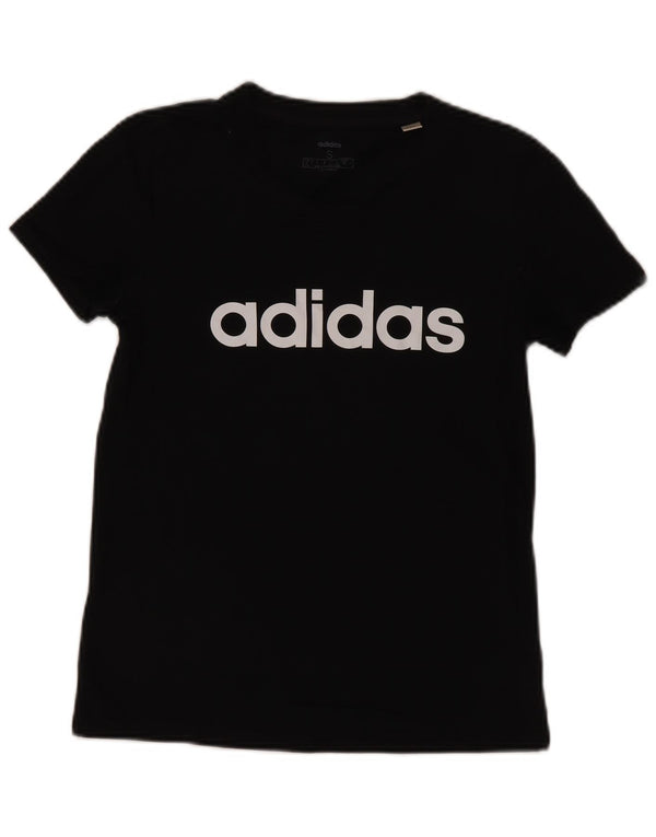 Adidas Damen Grafik T-Shirt Top UK 8/10 Small Schwarz Baumwolle