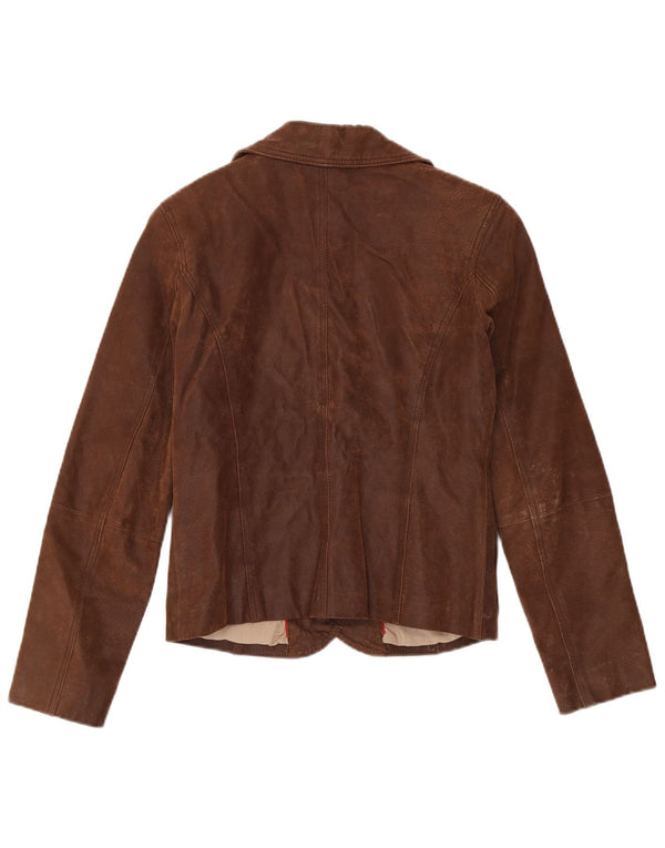 Tom Tompson Damen 2-Knopf-Lederblazerjacke EU 36 Small Brown