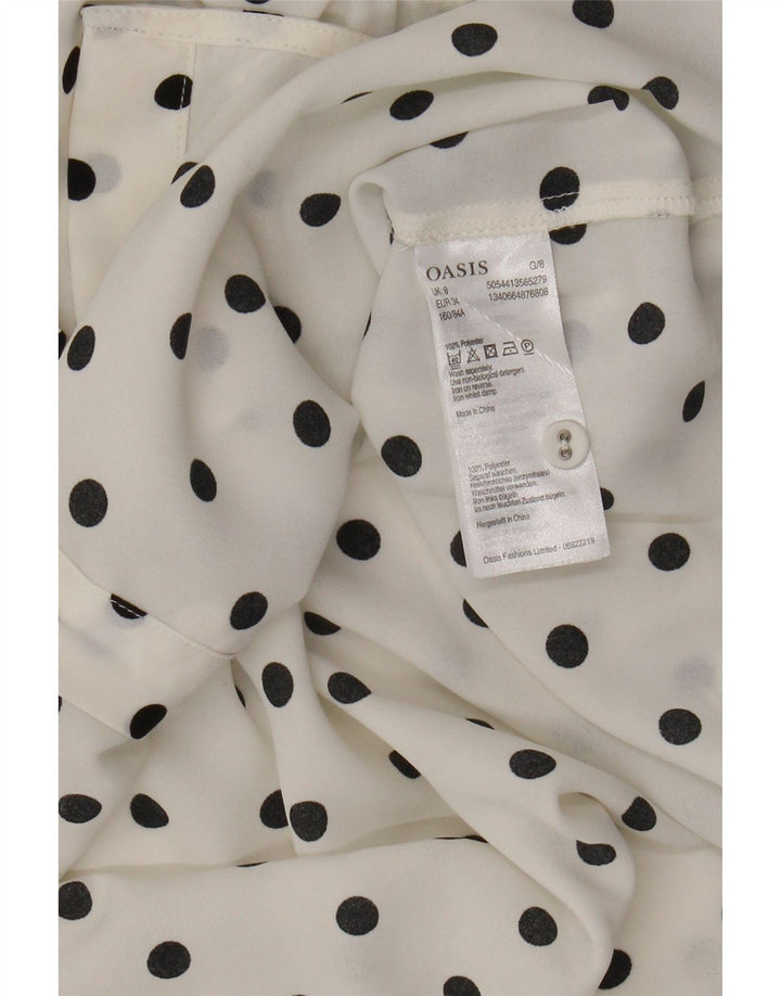 Oasis Womens Sleeveless Shirt Blouse UK 8 Small White Polka Dot Polyester