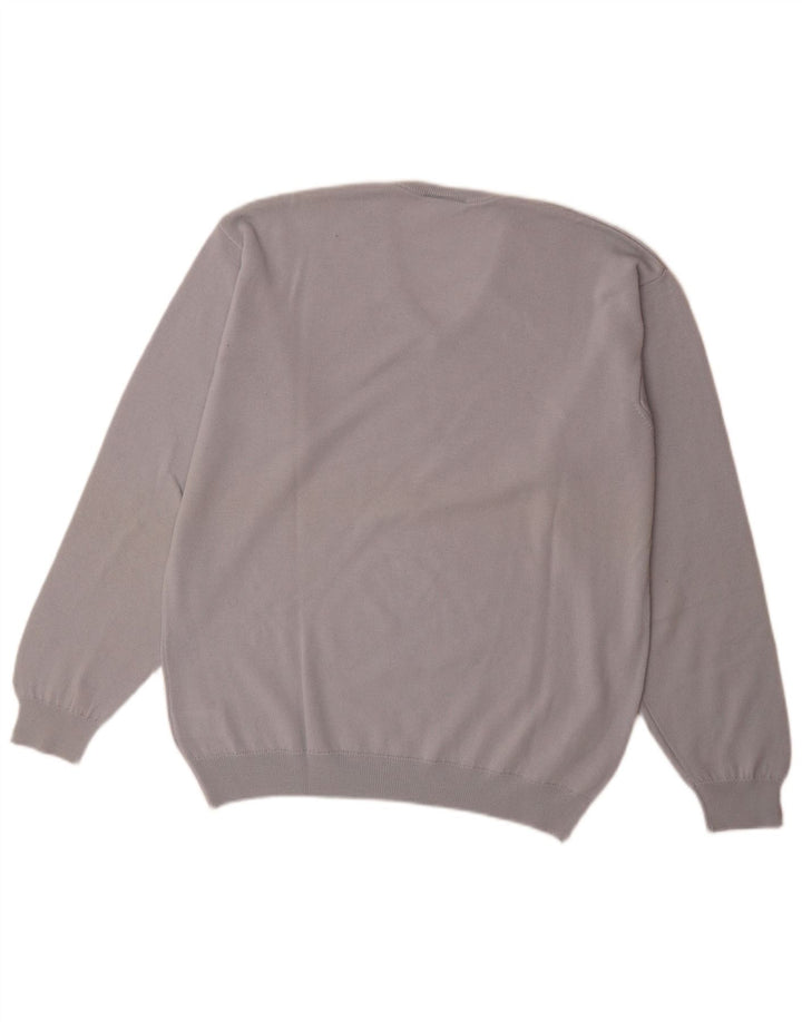 Lacoste Herren-Pullover mit V-Ausschnitt, Größe 5, große blaue Schurwolle