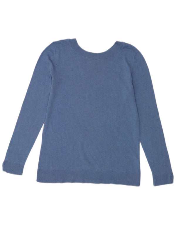 Massimo Dutti Damen-Pullover mit U-Boot-Ausschnitt, UK 12, mittelblaue Seide