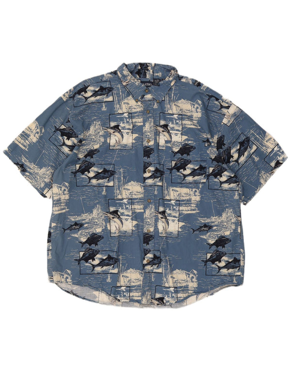 Chemise graphique à manches courtes pour hommes Puritan 2XL en coton bleu
