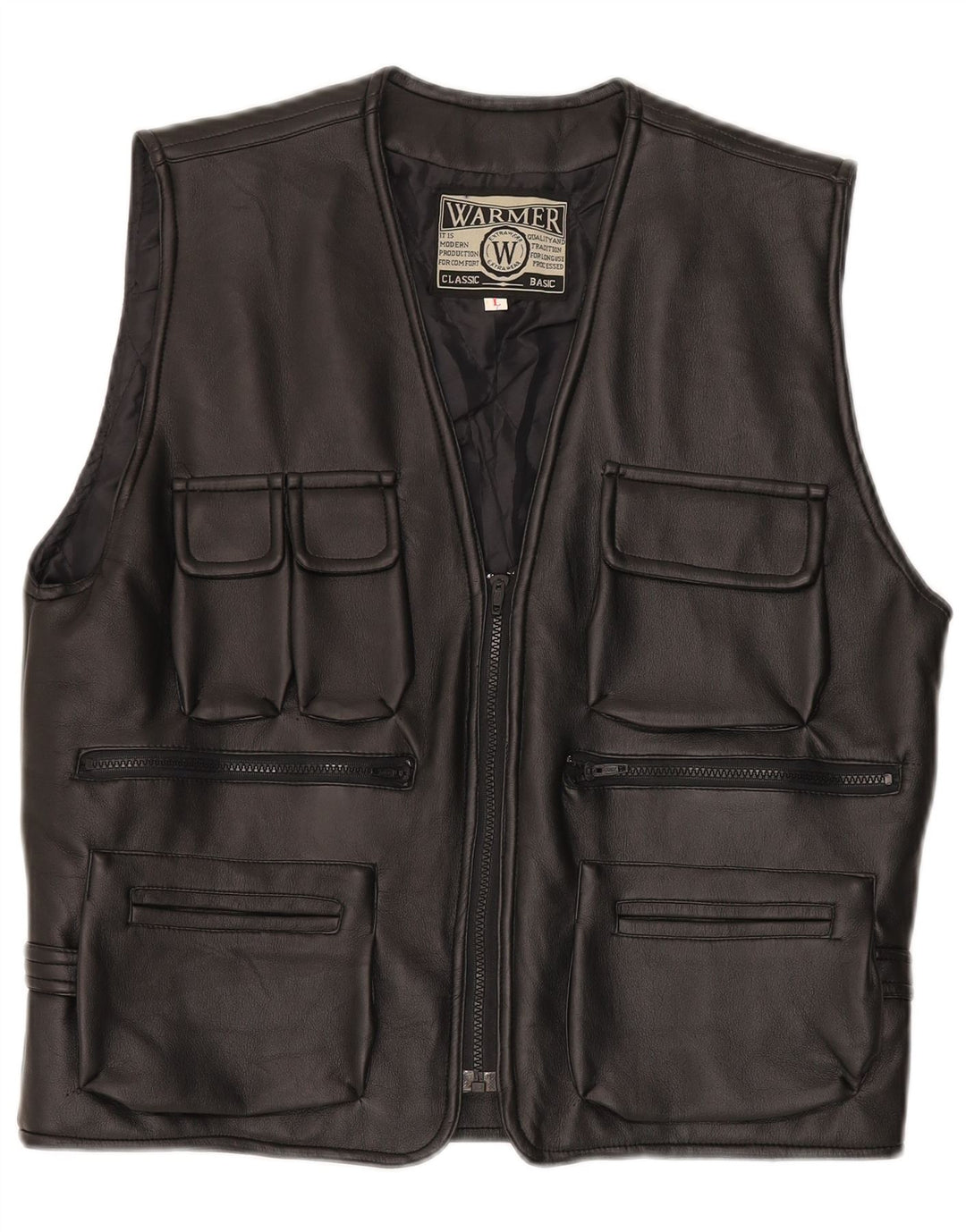 Vintage Womens Leather Gilet UK 16 Large Black