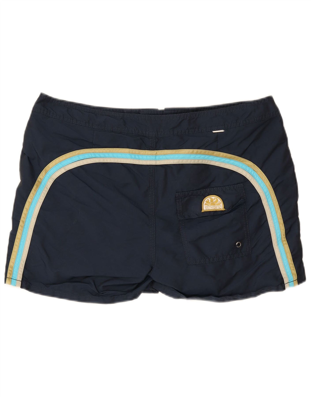 Sundek Mens Swimming Shorts Large  Navy Blue Striped Polyester