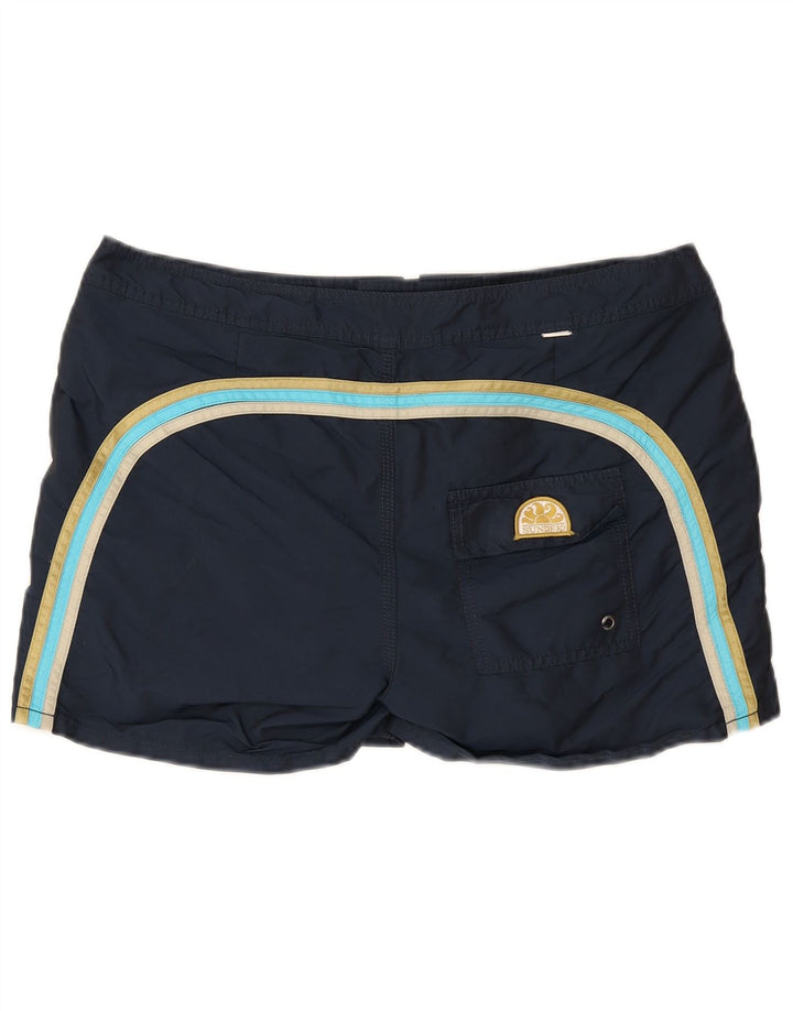 Sundek Mens Swimming Shorts Large  Navy Blue Striped Polyester