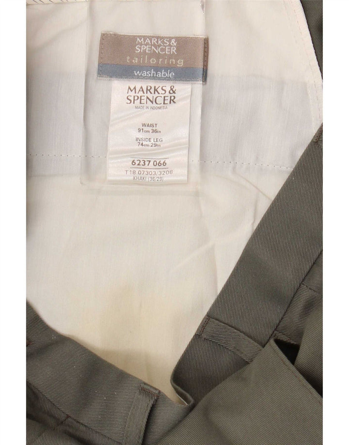 Marks & Spencer Pantalones de traje rectos para hombre W36 L29 Poliéster caqui