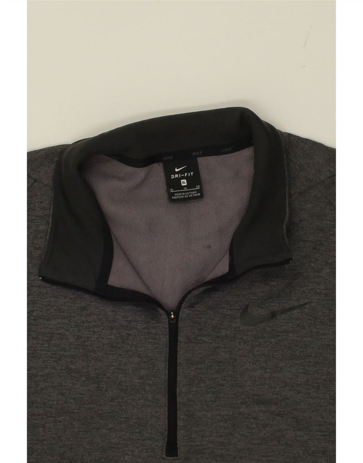 NIKE Mens Dri Fit Zip Neck Sweatshirt Jumper XL Grey Polyester Vintage Nike and Second-Hand Nike from Messina Hembry 