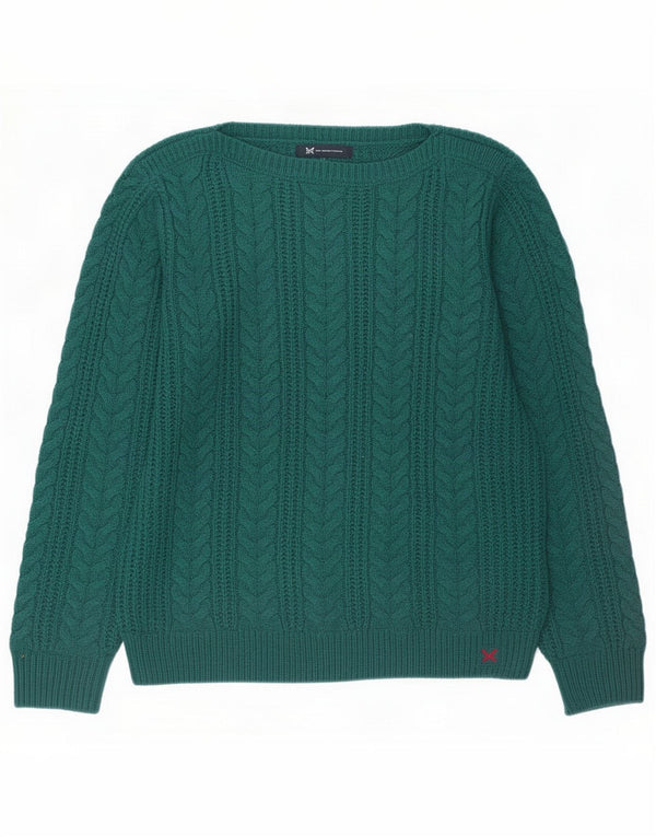 Crew Clothing Womens Boat Neck Jumper Sweater UK 14 Large Green Acrylic