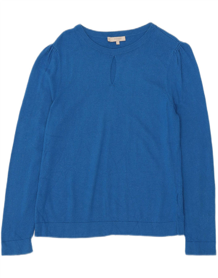 Hobbs Womens Boat Neck Jumper Sweater UK 12 Medium Blue Viscose