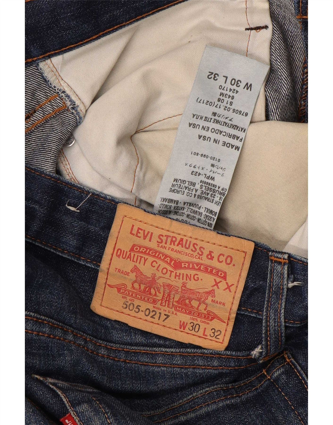 Levi's Mens 505 Straight Jeans W30 L32 Navy Blue Cotton