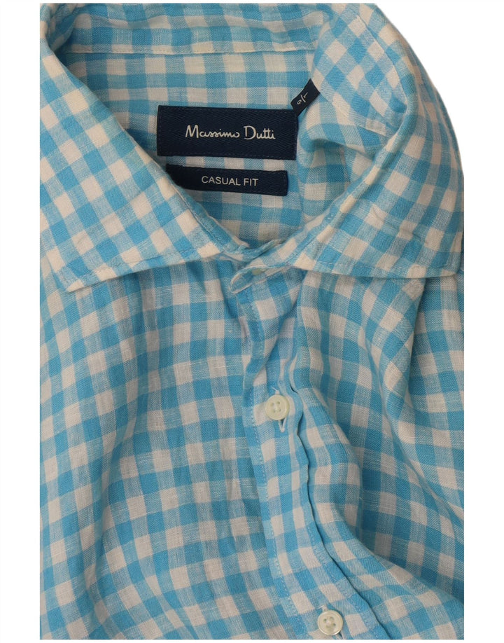 Massimo Dutti Herren-Hemd mit lässiger Passform, großes blaues Gingham-Muster