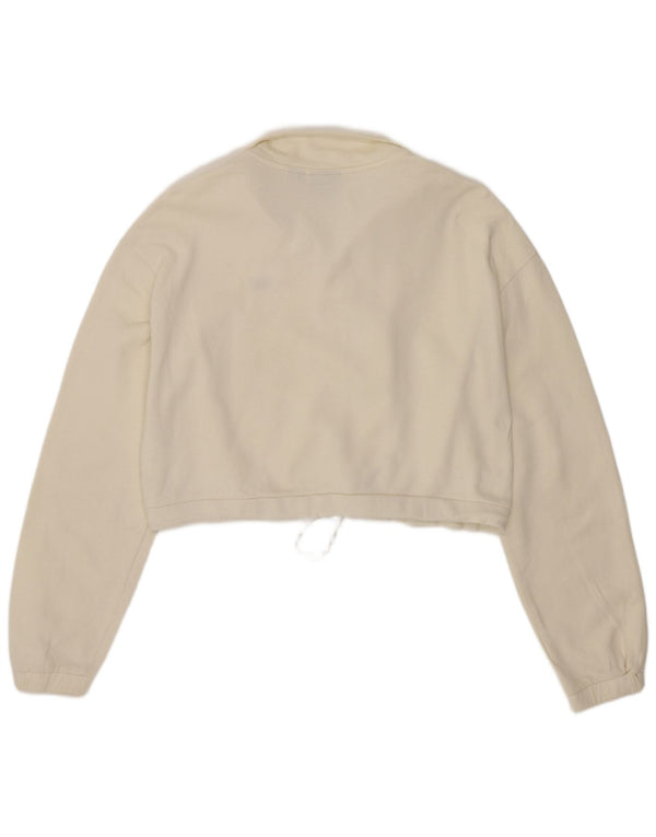 Felpa Vans da donna oversize corta con zip e collo, maglione UK 10 piccola, bianco sporco