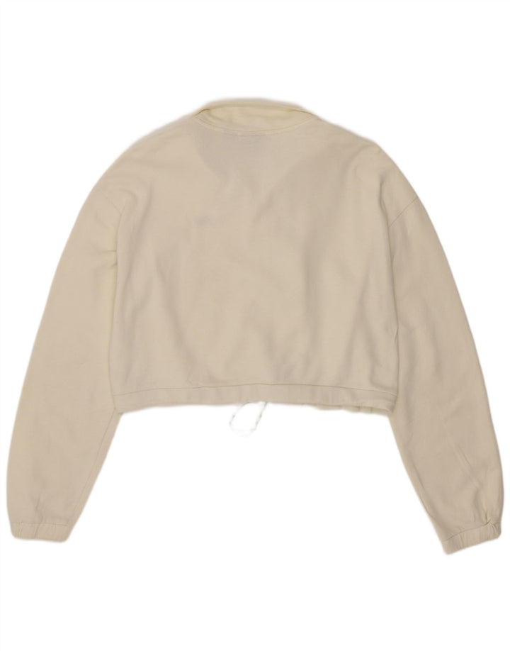 Vans Dame Oversized Crop Zip Neck Sweatshirt Jumper UK 10 Small Off White