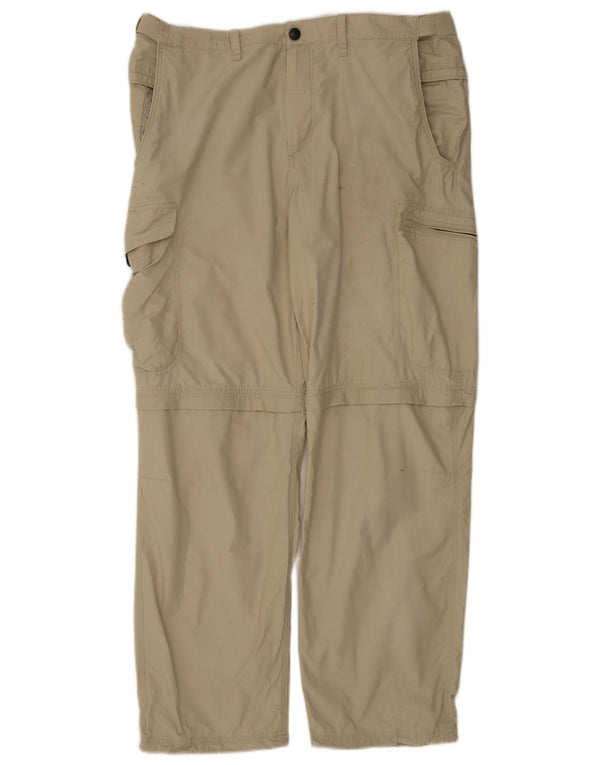 Marks & Spencer Herre Straight Cargo Bukser W36 L31 Beige Bomuld