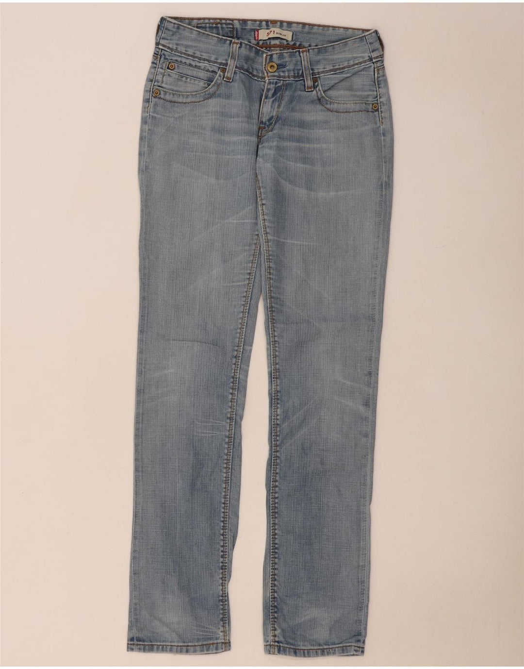 LEVI'S Womens 571 Slim Jeans W28 L34 Blue Cotton