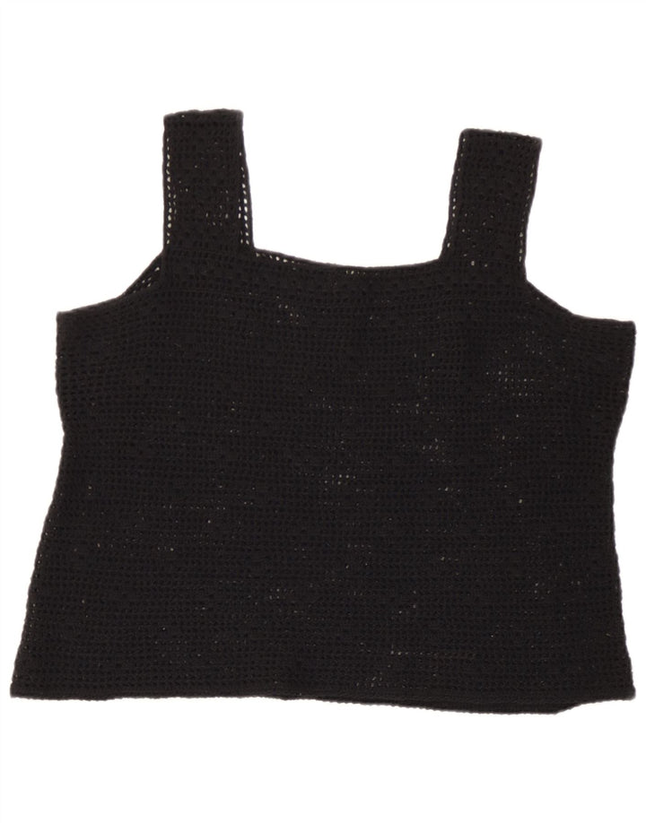 Vintage Womens Crochet Cami Top UK 14 Large Black