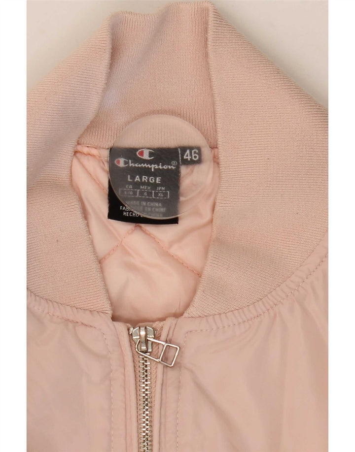 Champion Womens Graphic Bomber Jacket IT 46 Large Pink Polyester