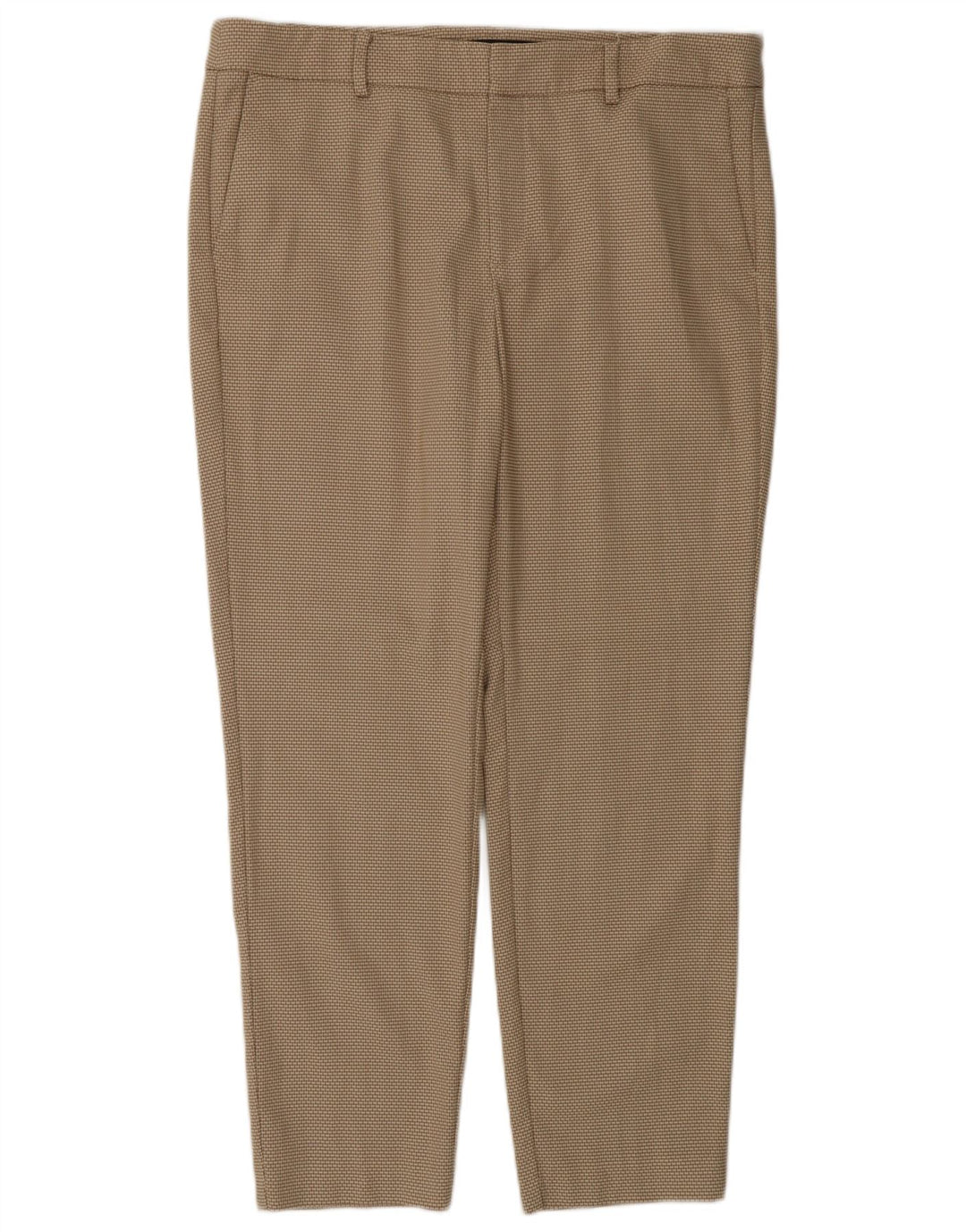 Zara Womens Slim Chino Trousers EU 42 Large W32 L27 Beige Check Polyester