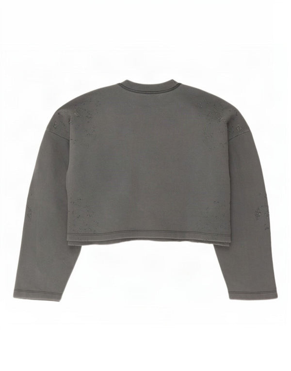Damski sweter typu Crop Oversize Zara UK 14, średnioszary, bawełniany