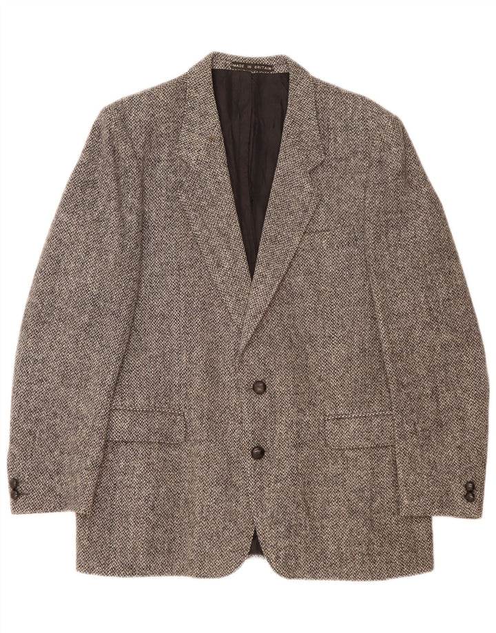 Harris Tweed Herre Regular Fit 2-knaps blazerjakke EU 40 Stor grå uld
