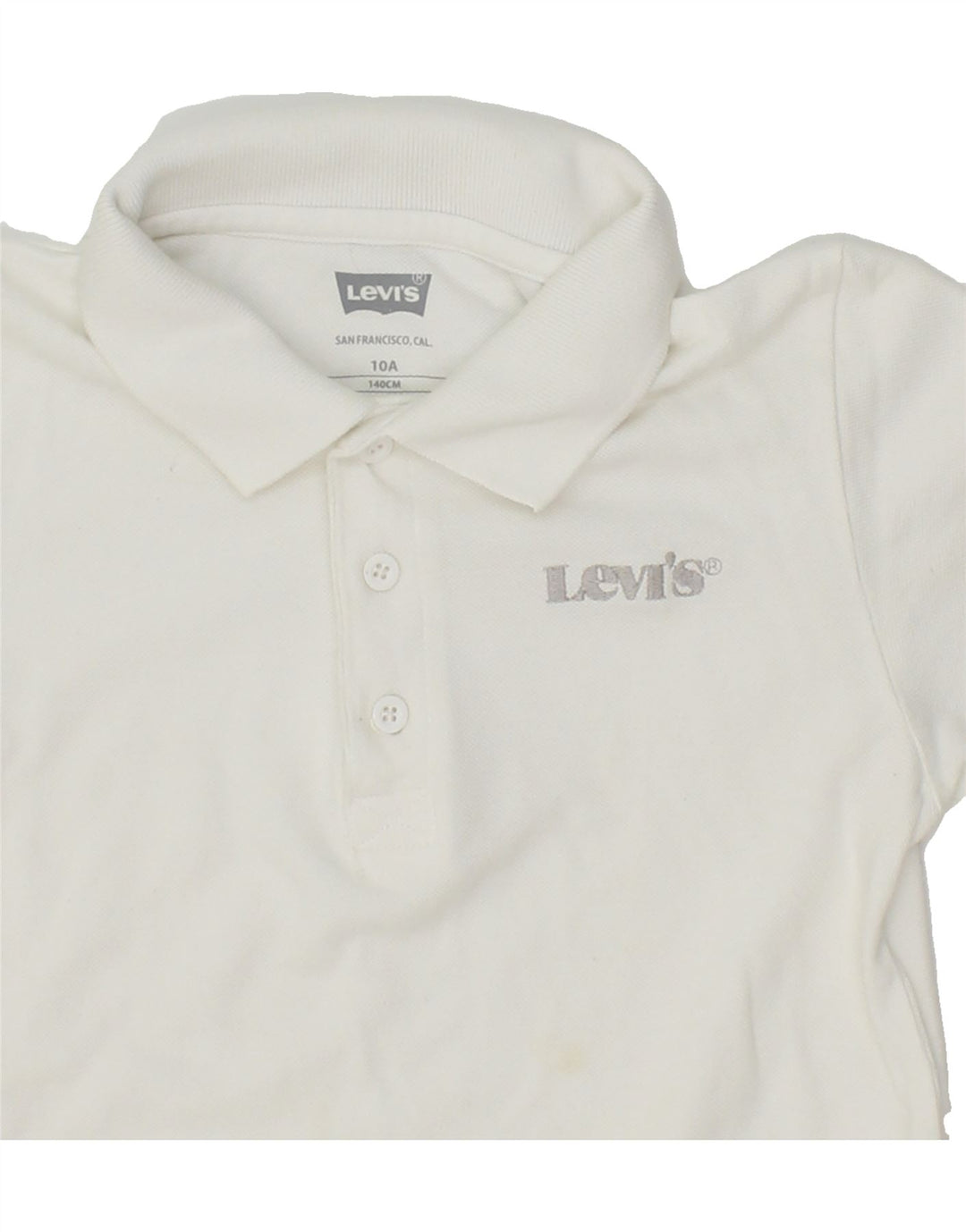 LEVI'S Boys Polo Shirt 9-10 Years White Vintage Levi's and Second-Hand Levi's from Messina Hembry 
