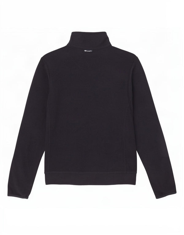 Champion Womens Zip Neck Fleece Jumper UK 16 Large Navy Blue Polyester