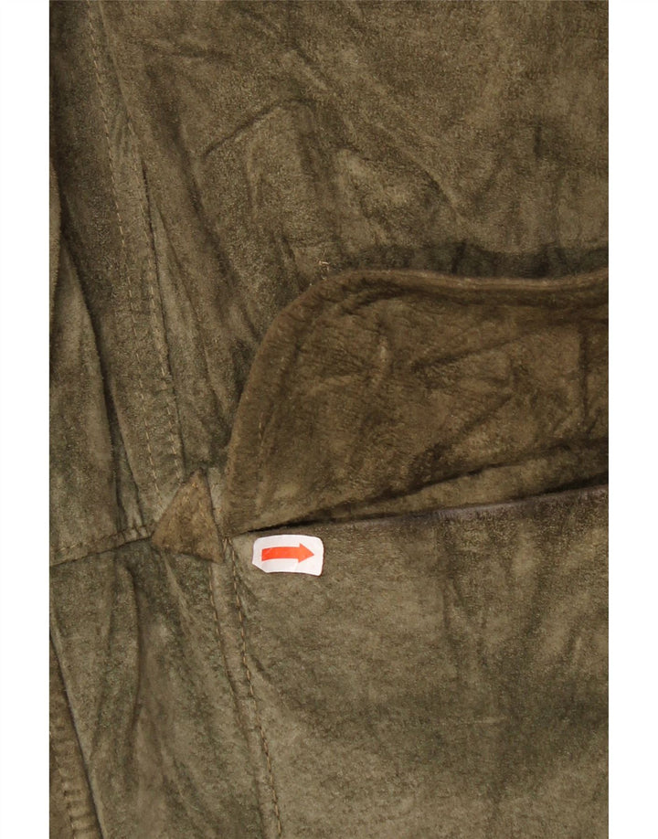Vintage Womens Suede Duffle Coat UK 42 XL Khaki