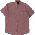 Pierre Cardin Camisa de manga corta para hombre de corte regular 3XL Poliéster a cuadros rojos