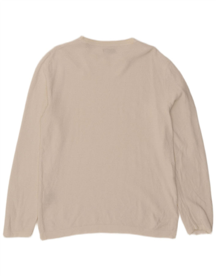 Jack & Jones Mens Crew Neck Jumper Sweater Large White Cotton