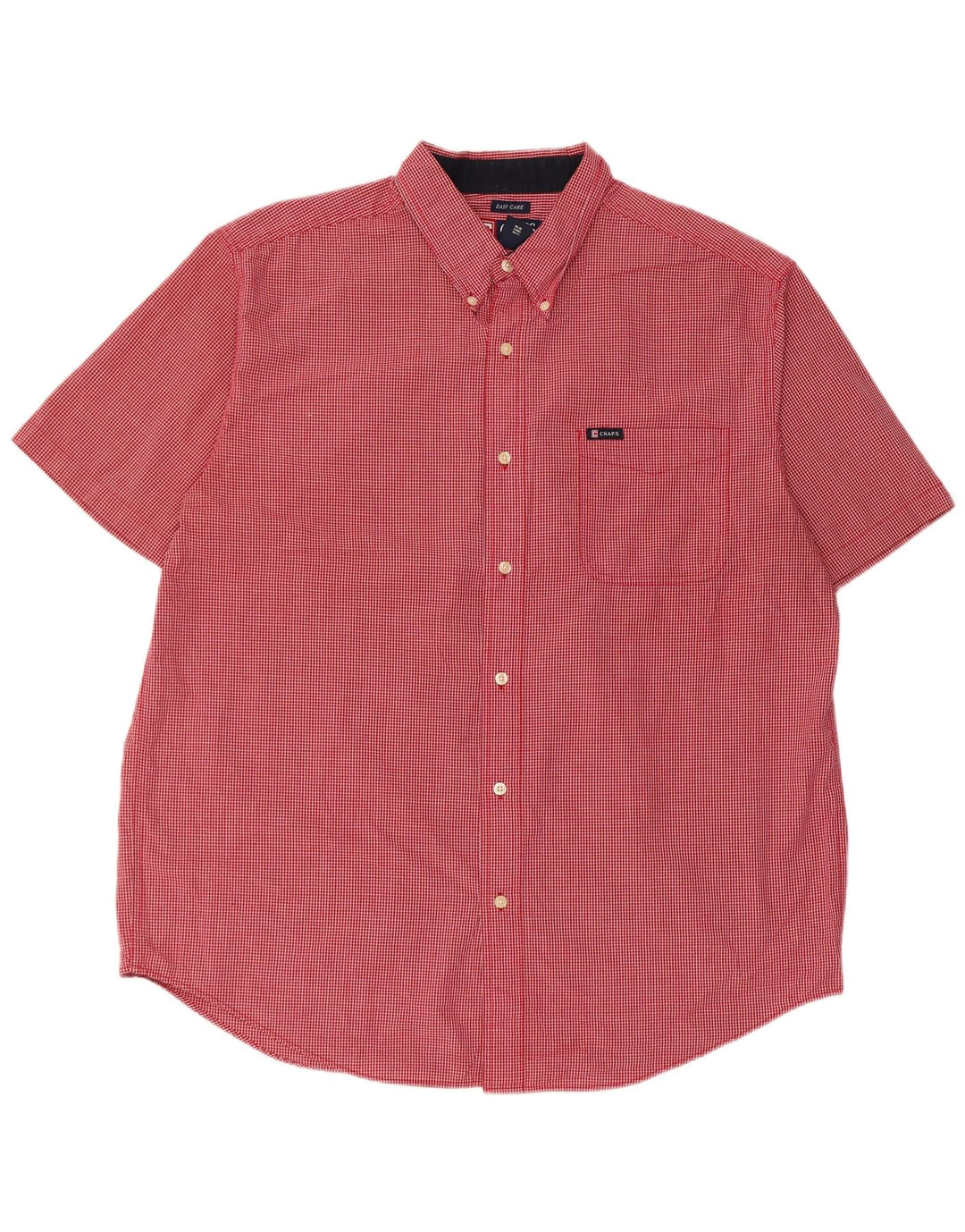 Chaps Mens Short Sleeve Shirt XL Red Gingham Cotton