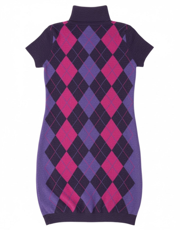 BENETTON Womens Jumper Dress UK 10 Small Multicoloured Argyle/Diamond