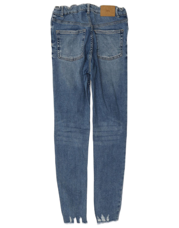Zara Girls Distressed Skinny Jeans 13-14 Years W26 L26 Blue