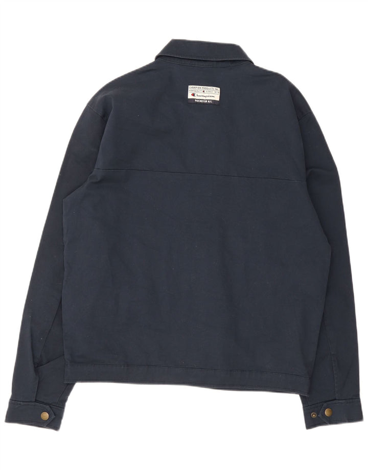 Champion Mens Bomber Jacket UK 38 Medium Navy Blue Cotton