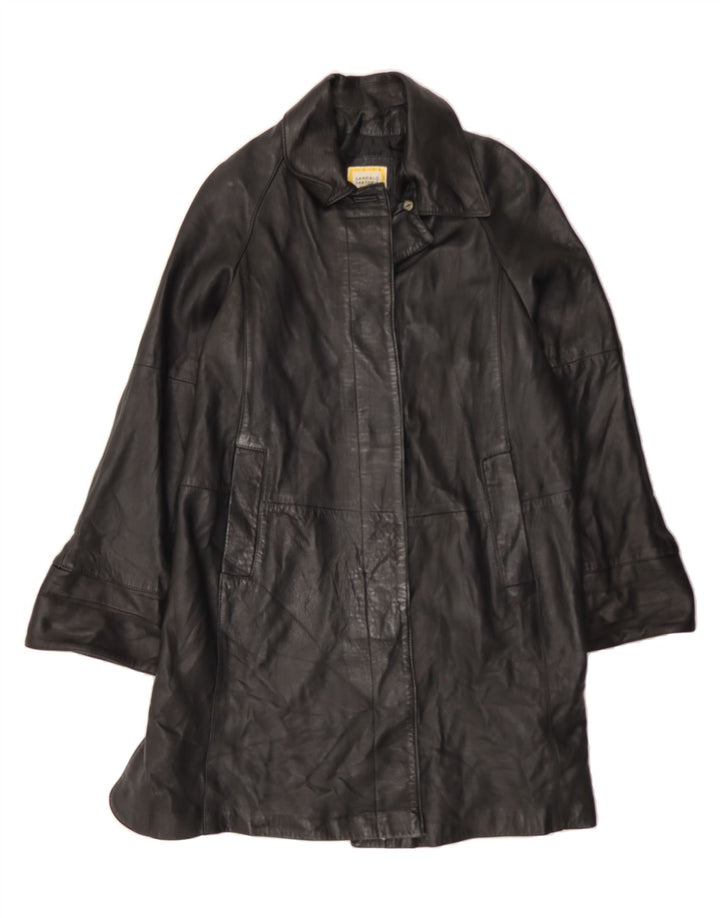 VINTAGE Womens Leather Coat IT 42 Medium Black Vintage Vintage and Second-Hand Vintage from Messina Hembry 