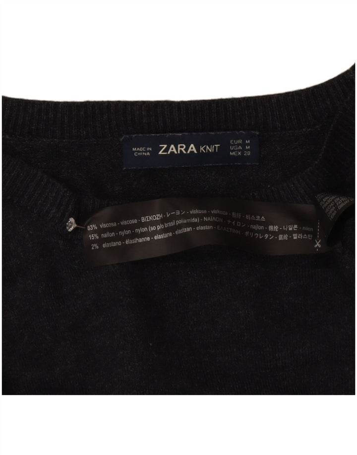 Zara Womens Boat Neck Jumper Sweater UK 12 Medium Grey Viscose